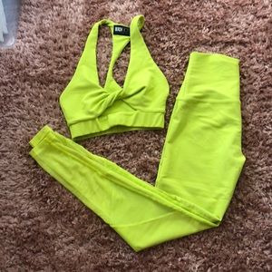Neon yellow workout set